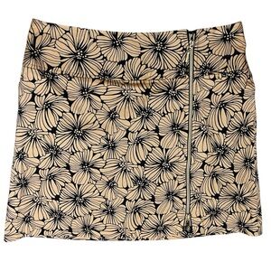 Sport Haley Skirt Skort Womens Golf Tennis Beige Floral Front Zipper Pocket Sz 6